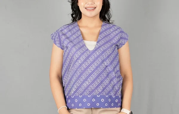 Blus Batik Wanita Tanpa Lengan Crop Ungu