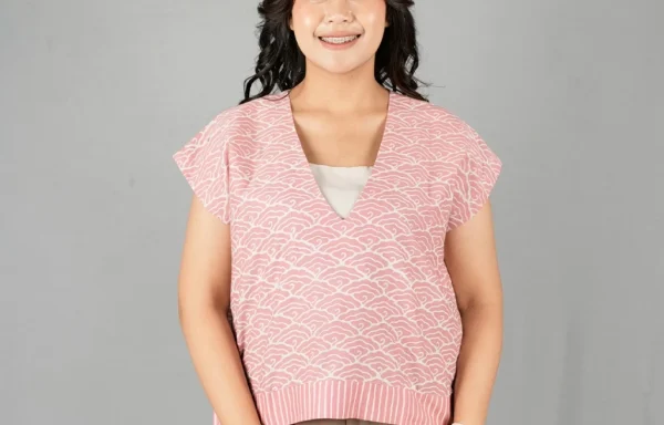 Blus Batik Wanita Tanpa Lengan Crop Pink